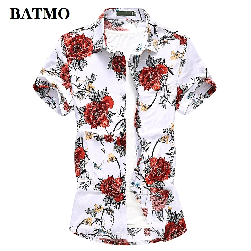 Batmo 2019 Новое поступление Летние Печатные повседневные мужские рубашки, модные мужские рубашки в цветах, большие размеры M-7XL 9984