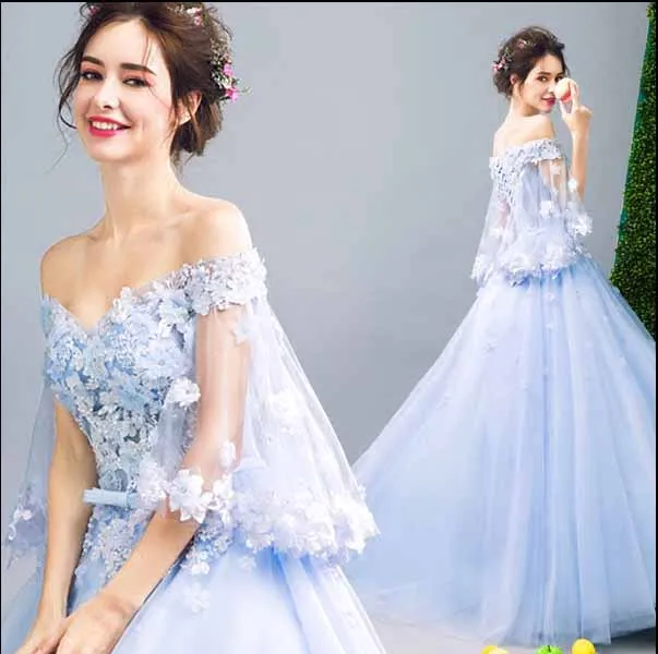 

Plus Size 5XL Luxury Sequin Blue Prom Ball Gown Evening Party Dress Women Wedding Bridal Gown Birthday Gift For Women 6XL 4XL