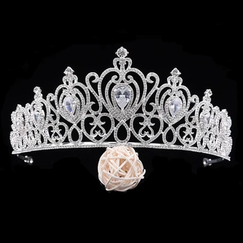 

SLBRIDAL Crystal Rhinestones Cubic Zirconia Wedding Tiara Headband Bridal Queen Princess Pageant Crown Bridesmaids Women Jewelry