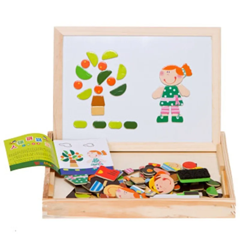 Multifunctional Educational Farm Jungle Animal Wooden Magnetic Puzzle Toys for Children Kids Jigsaw Baby's Drawing Easel Board (19)