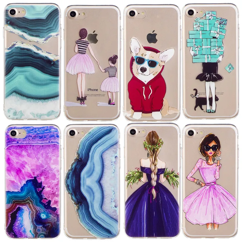 

TPU Phone case For iphone 7 7plus 5 5s SE Case Ultra-thin Simple Painted pattern Silicone Phone Cases For iphone 6 6S Plus