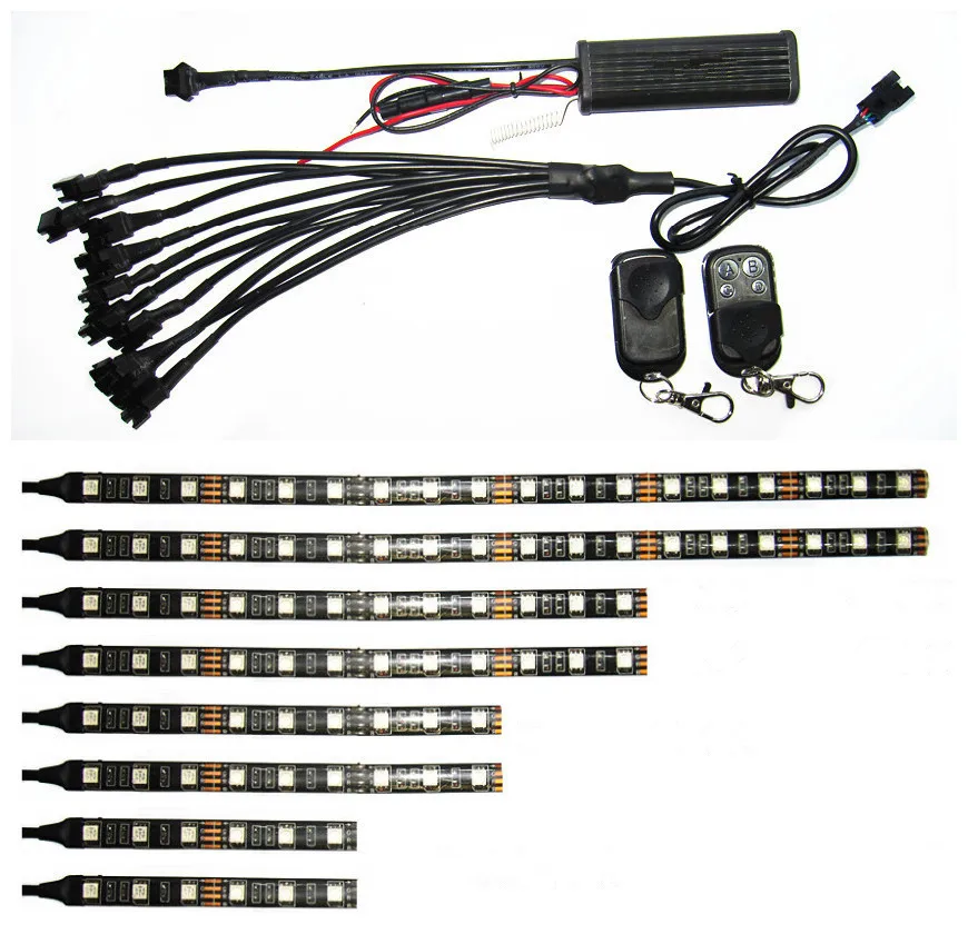 

LDDCZENGHUITEC 5050SMD LED Car Motorcycle Glow Lights Flexible Neon Strips Kit Chopper Frame With Remote Controller Multi Color