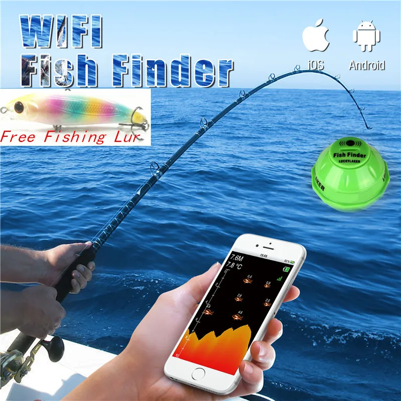 

LUCKY FF916 WiFi Fish Finder Wireless English Sonar Fishfinder APP Best Deeper Echo Sounder Alarm Ocean River Lake Findfish Lur