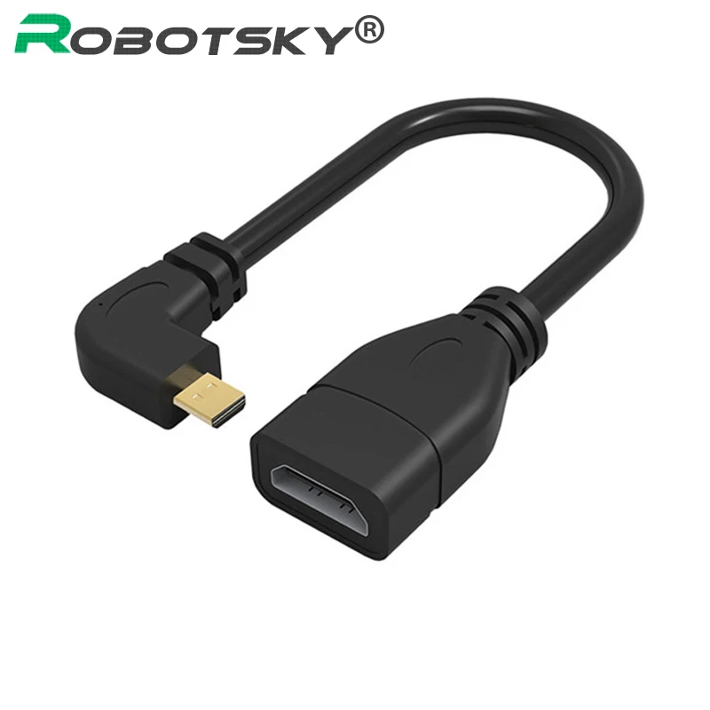 Robotsky مايكرو hdmi ذكر إلى hdmi أنثى محول كابل اليسار زاوية 90 درجة hdmi تحويل رمز لجهاز hdtv العارض Robotsky مايكرو hdmi ذكر إلى hdmi أنثى محول كابل اليسار زاوية 90 درجة hdmi تحويل رمز لجهاز hdtv العارض