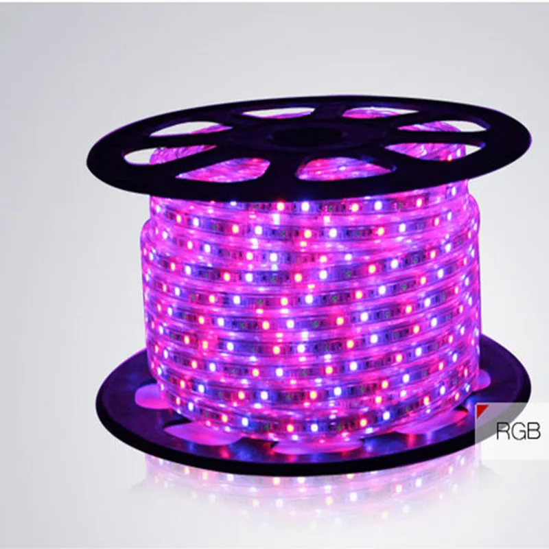 RGB LED tira 5050 impermeable verlichting luz de neón y 110 V/220 V striscia iluminacion led franja 5 M 6 M 7 m 8 M 9 m 10 M