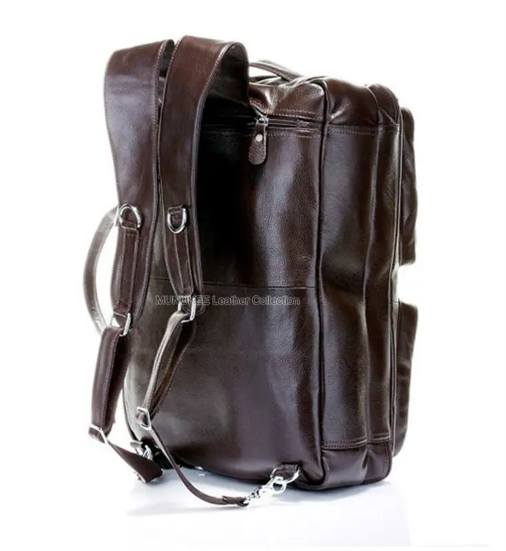 Fashion Multi-Function Full Grain Genuine Leather Travel Bag Men's Leather Luggage Travel Bag Duffle Bag Large Tote Weekend Bag 4