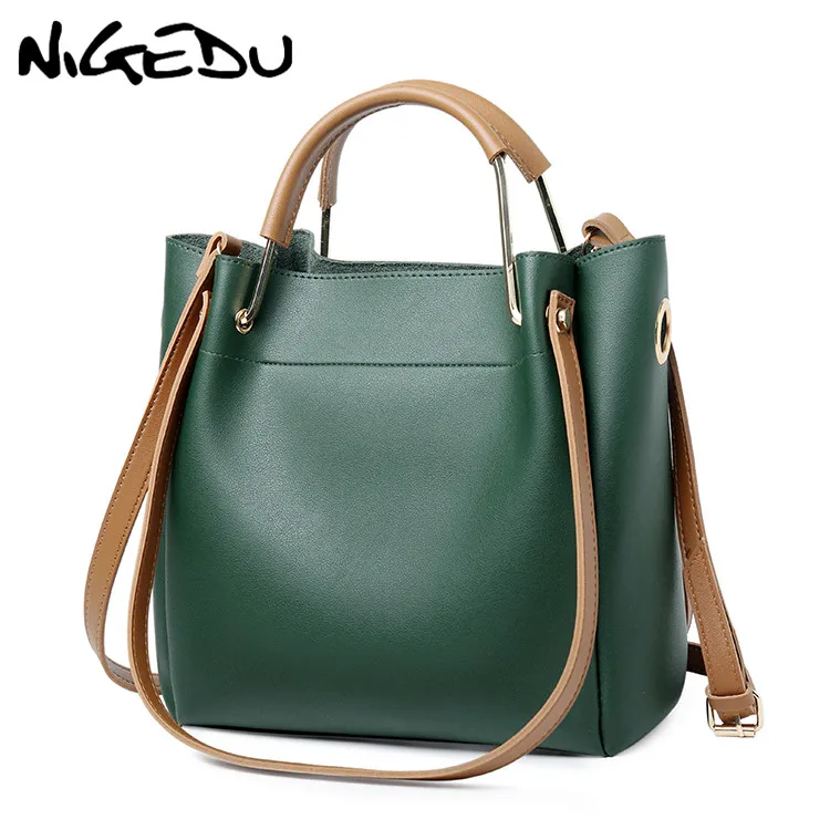 NIGEDU брендовая дизайнерская женская кожаная сумка Большая вместительная Женская Повседневная Сумка-тоут женская сумка-мессенджер на плечо большая сумка-тоут черная