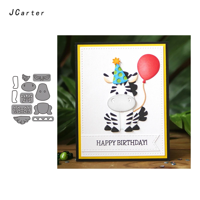

JC Metal Cutting Dies for Scrapbooking Zebra Pinto Happy Birthday Craft Cut Die Stencil Handmade Album Paper Cards Decor Model