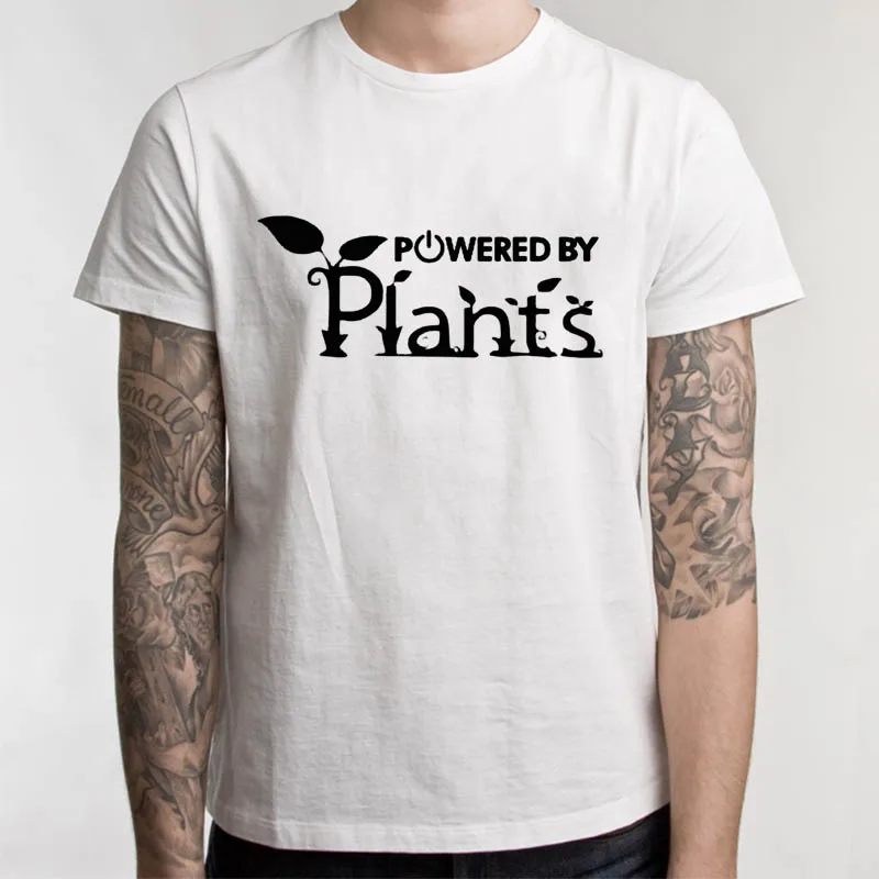 Унисекс Вегетарианская веганская футболка power By Plants футболки мужские летние Забавные футболки женские хипстер шутка футболки - Цвет: WHITE