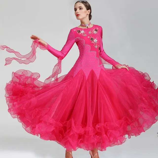 red ball room gown