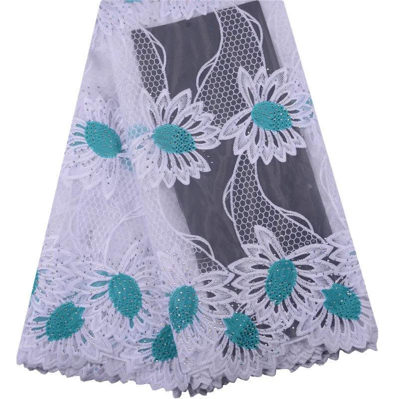 

High Quality Nigerian Milk Silk Mesh Lace Fabric 2019 African French Guipure Lace Fabric With Stones Embroidered Lace Dress 1437