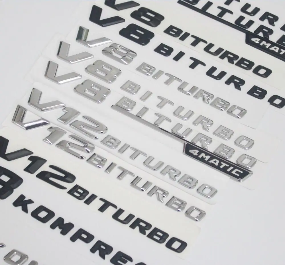 Fender сторон буквы V8 V12 BITURBO 4matic компрессор TURBO Знак Эмблемы для Mercedes Benz AMG