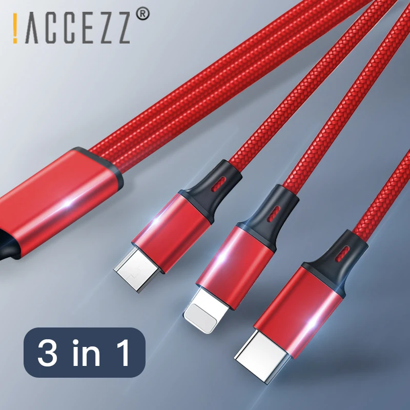 

!ACCEZZ USB Charging Cable Lighting For iPhone 7 8 Plus X XR XS Max Micro USB Type C For Samsung S8 S9 Xiaomi Charger Cord Line