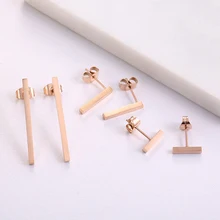 DODOAI стильные серьги из розового золота, глянцевые длинные квадратные серьги-гвоздики, высококачественные серьги из титановой стали, подарок на день рождения для девочек