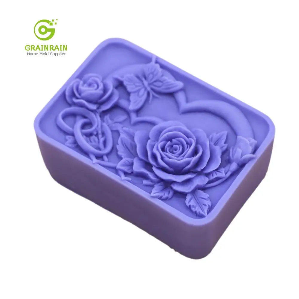 

Grainrain Rose Mold Oblong Bar Soap Mold Handcrafted Silicone Soap Candle Resin Mould