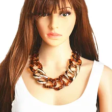 Ufavoirte Statement Necklace Chain Choker Resin Necklace Big Leopard Chain Necklace Fashion Exaggeration Jewelry Bar Women retro women s exaggeration mixing crystal ball necklace pearl turquoises short clavicle chain statement choker necklace jewelry