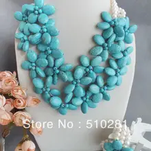 Голубая бирюза цветок и ожерелье из бисера blacelet серьги в горячей продаже