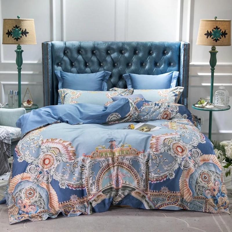 Waliicorners 60S Egyptian Cotton Royal Luxury Bedding set King Queen Size boho Bed set Duvet Cover Bedsheet set parrure de lit 27 1