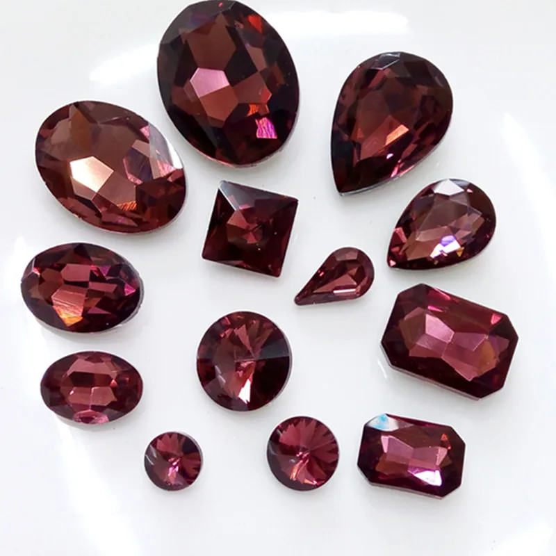 

Mix Sizes Shapes 50Pcs/Lot,Burgundy Color Point Back Rhinestone Pink Glass Crystals for DIY Wedding 3D Nail Stones