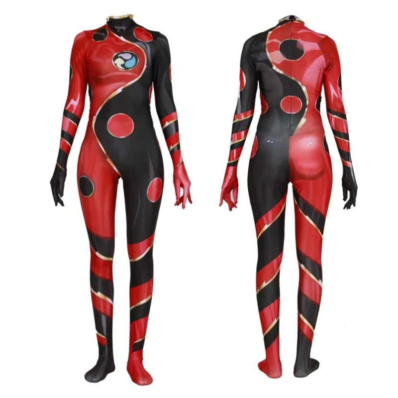 

Adult Kids Female Drangon Bug Cosplay Zentai Superhero Bodysuit Suit Jumpsuits Ladybug Cosplay Costume Halloween Tikki BOOCRE