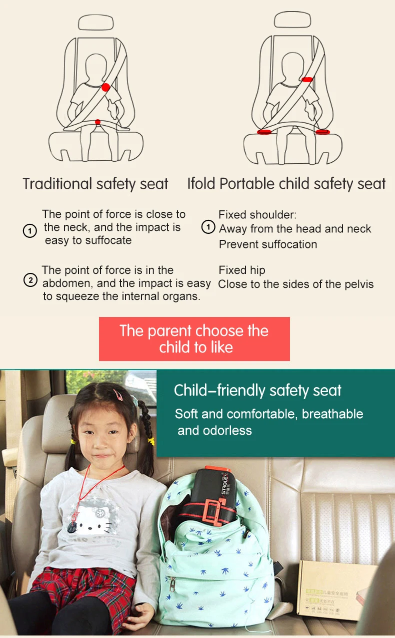 Child Car Safety Seats Mini Folding Portable Child Seat Car Seat Liner Car Seat Baby 6M~12Y