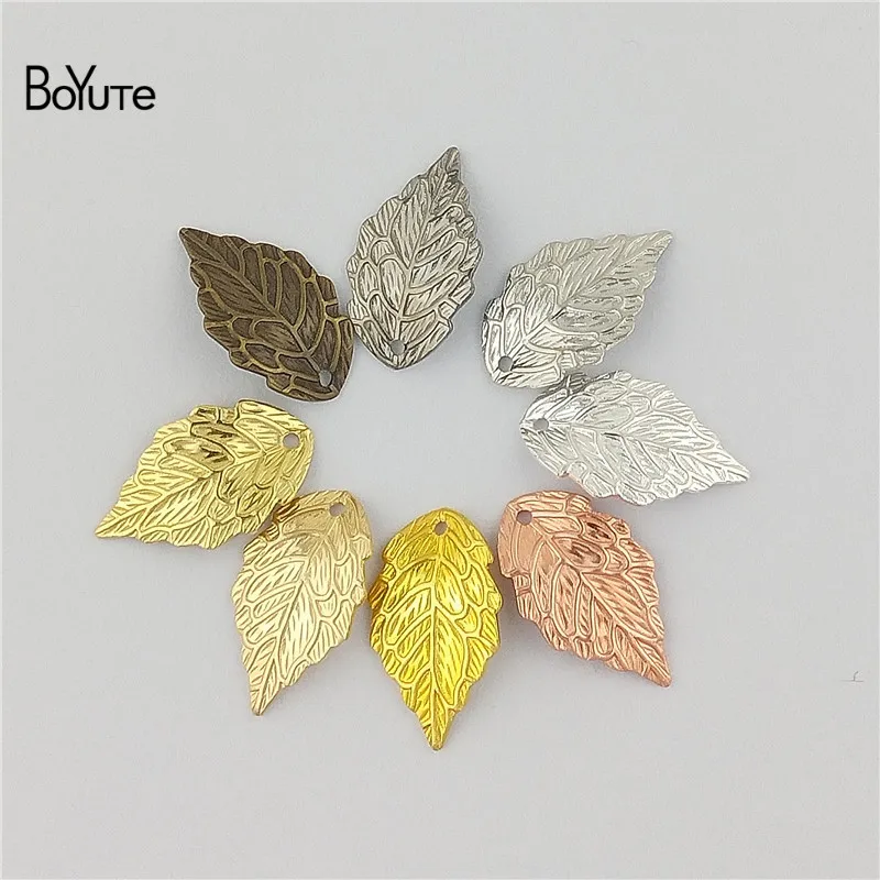 BoYuTe (50 PiecesLot) Metal Brass 1018MM Stamping Leaf Charm Pendants DIY Floating Charms for Jewelry Making (3)