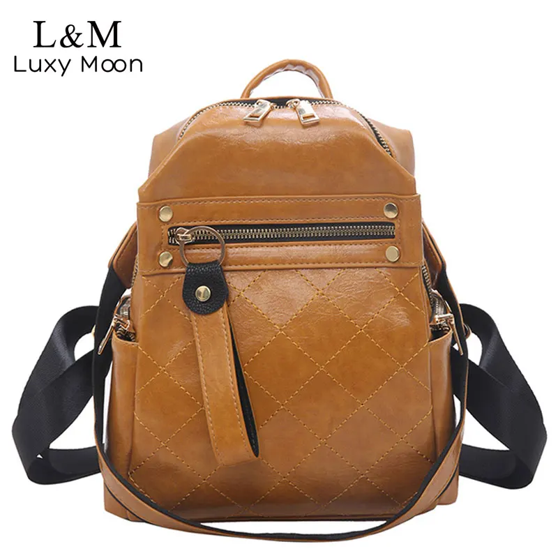 

Plaid Thread Backpack Women High Quality PU Leather Backpacks for Teenage Girls School Bags Female Bagpack Mochila 2019 XA439H