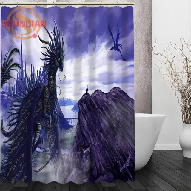 dragon Shower Curtain Eco friendly Modern Fabric polyester Custom Home