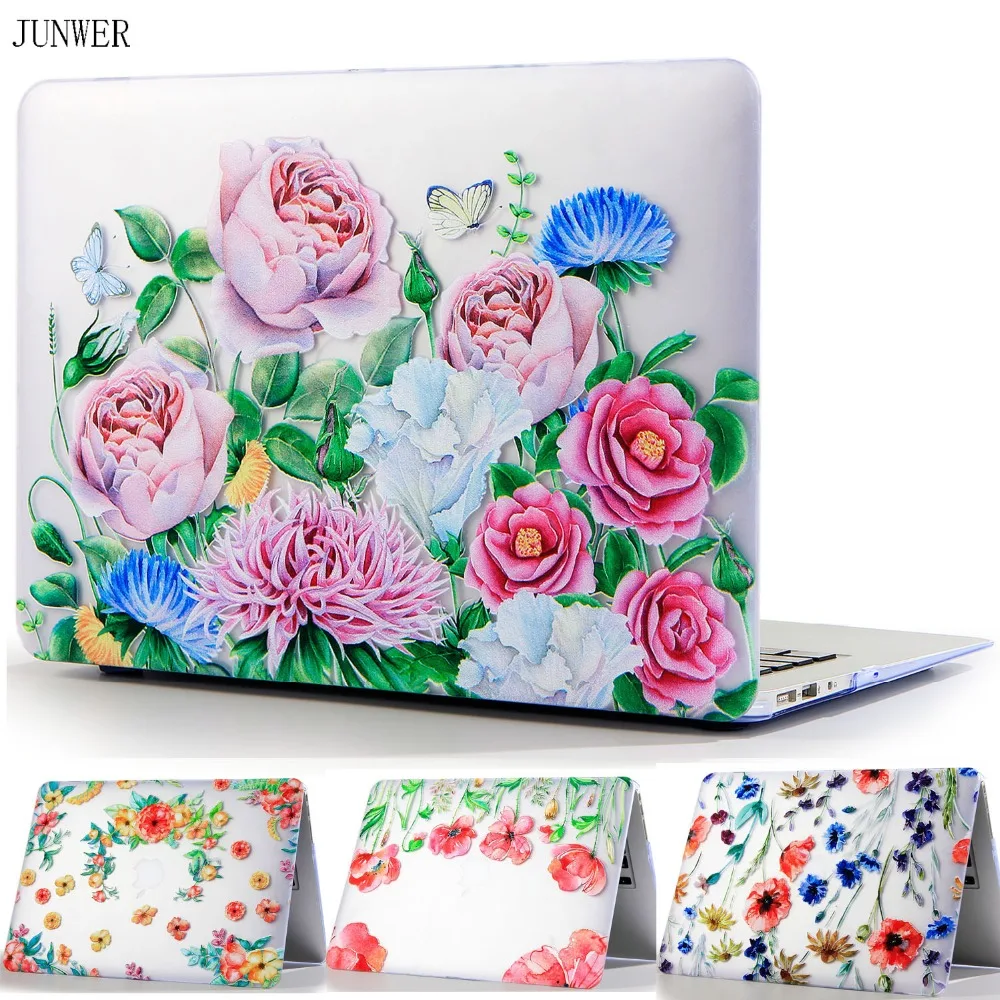 JUNWER Flower Case For Apple Macbook Air Pro Retina 11 12 13 15 Laptop