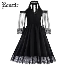 

Rosetic Gothic Skater Dress Lace Mesh Girl Summer Party Travel Fashion Slim Sexy Bella Morte Maiden Wicked Casket Cutie Dresses