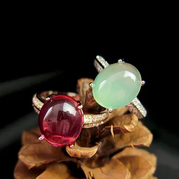 

Retro Top Quality Perfect Pure purple red Stone Semi-Precious Stone Green Ring with micro CZ Crystals Women Jewelry
