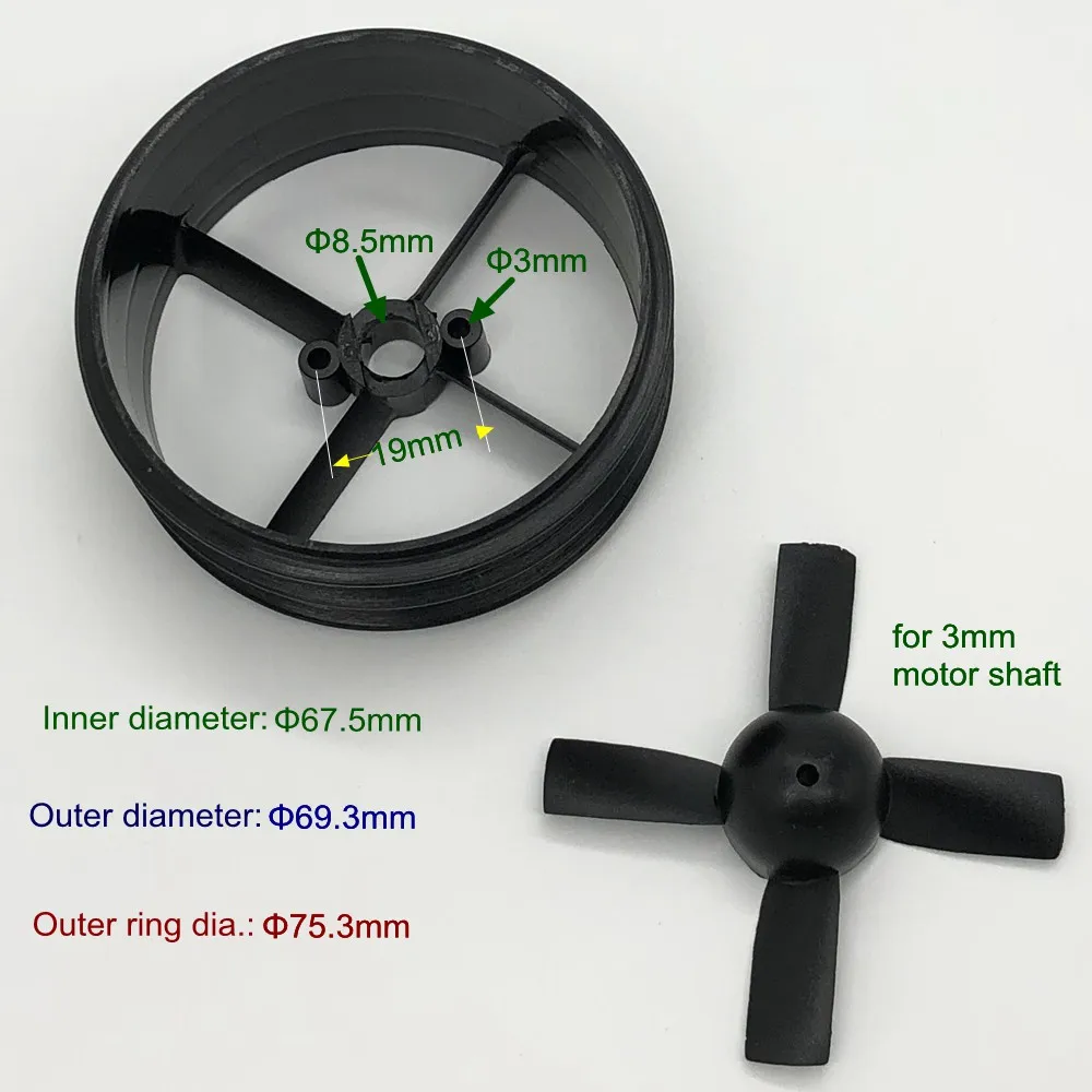 

2.56 Inch 65mm 4 Blade Light EDF for DIY EPS Su27 F22