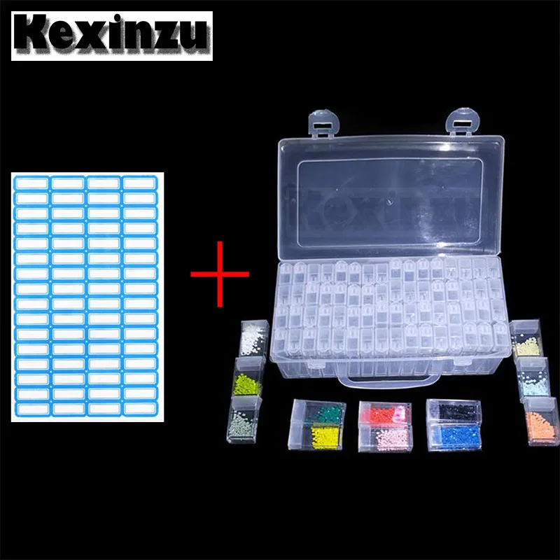 Kexinzu 64 шт. алмазная живопись инструменты для вышивки крестом контейнер бисера 5D 3D