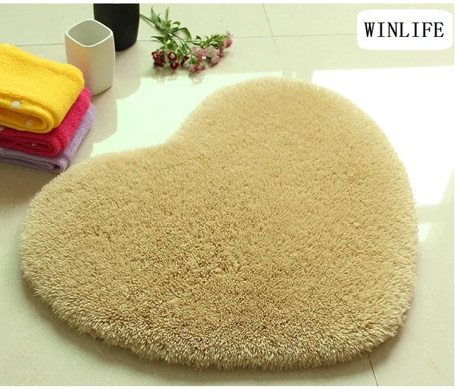 WINLIFE Lovely Sweet Heart Shaped Mat Shaggy Long Hair Rug For Bedroom