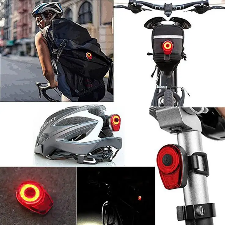 

2019 Smart MTB Mountain Road Bike Cycling Bicycle Tail Light USB Charging Warning Light LED Round Rear Back Safety Lantern