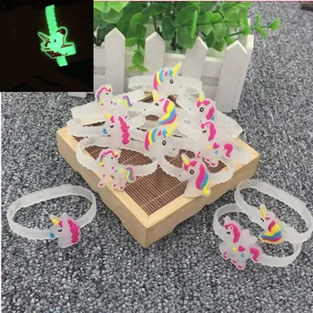 

10pcs Unicorn Party Rubber Glowing Bracelet Birthday Party Decorations Kids Baby Shower Rainbow Unicornio Party Favors Supplies