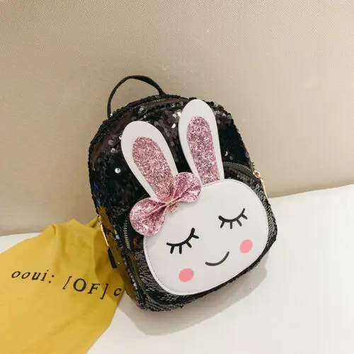 Пасхальный плюшевый рюкзак для маленьких детей девочек кролик блестящие блесток рюкзак школьный рюкзак маленькая сумка Великобритании - Цвет: Черный