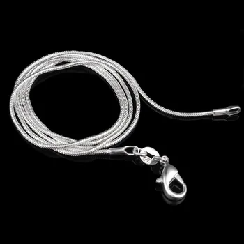 

1MM 16Inch-24Inch Silver color Snake Chain With Lobster Clasp Necklace Chain For Pendant DIY Promotion Wholesale