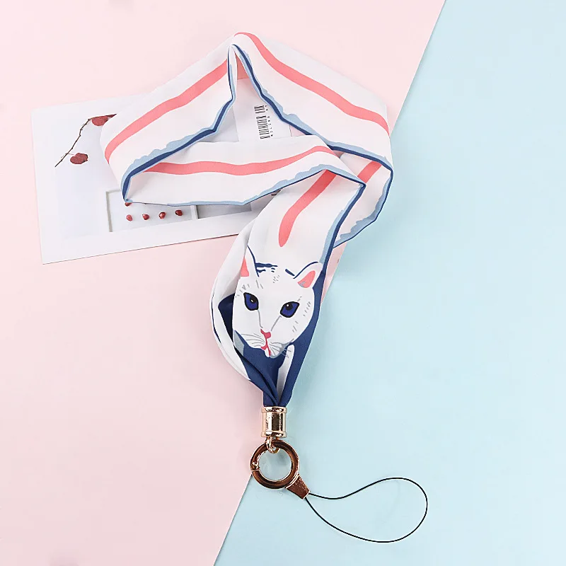 

Fashion Cartoon Neck Strap Cat Silk Wide Lanyards for keys ID Card Gym Mobile Phone Straps USB Badge Holder DIY Hang Rope Tape
