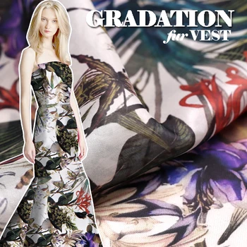 

Digital inkjet silk organza satin fabric crisp silk fabric for dress breathable day silkworm satin fabric wholesale silk cloth
