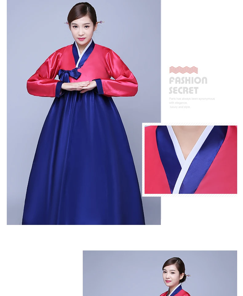 Многоцветный Традиционный корейский ханбок платье Корейская народная сценического танца Костюм Корея традиционный костюм партии Косплэй