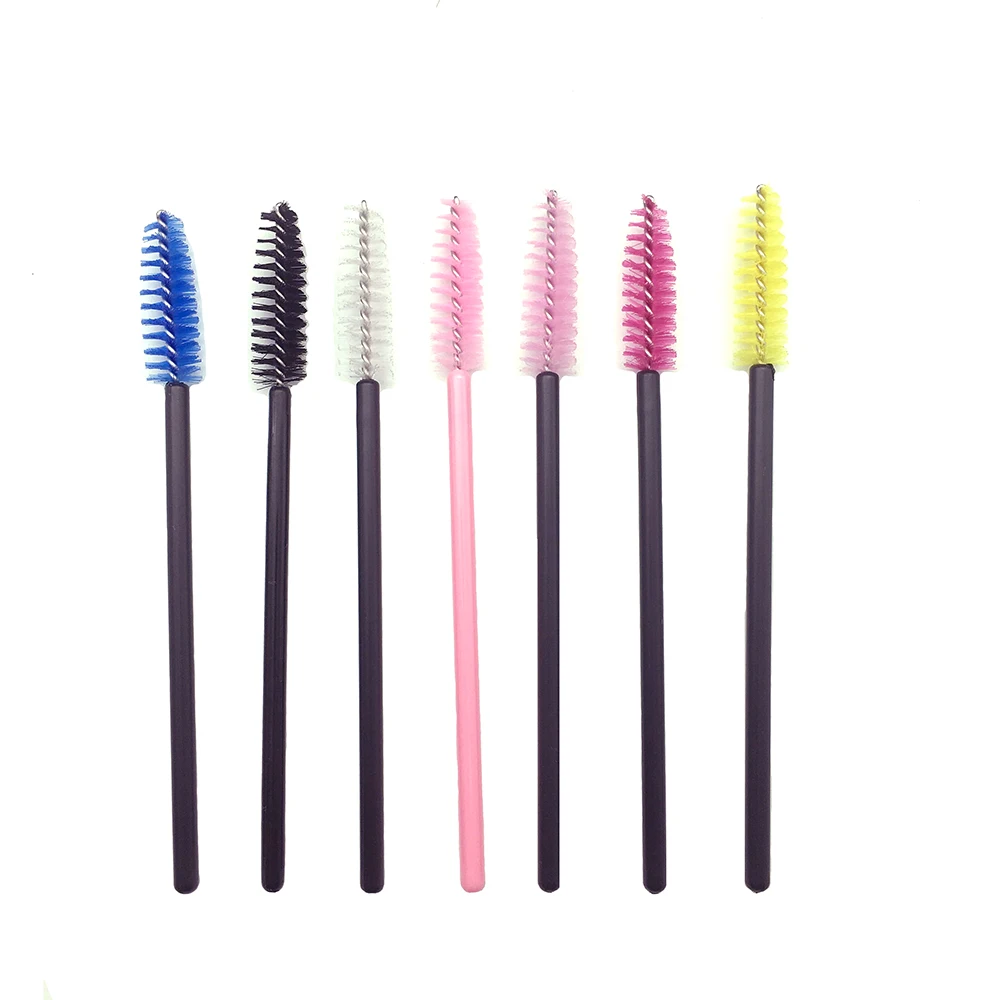 

New 100pcs/lot extension brush Pink synthetic fiber One-Off Disposable Eyelash Brush Mascara Applicator Wand Brush best deal