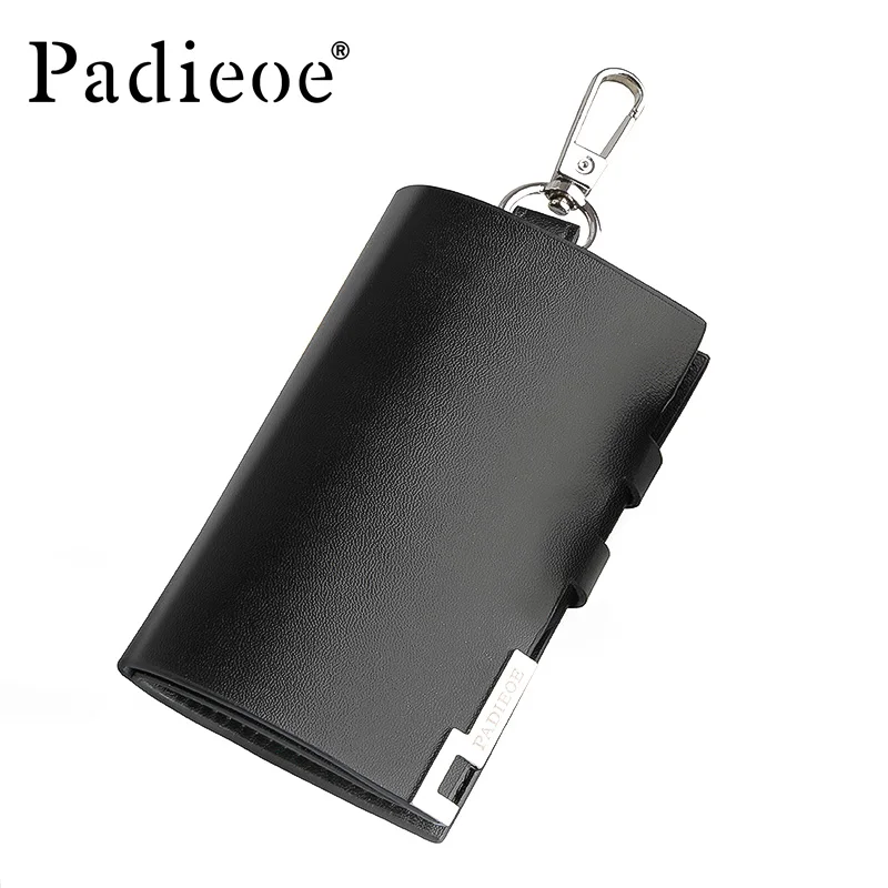 

Padieoe Business Card Holder Wallet 100% Genuine Leather Key Bag Unisex Solid Coin Purse Men's Wallet Car Housekeeper Wallet