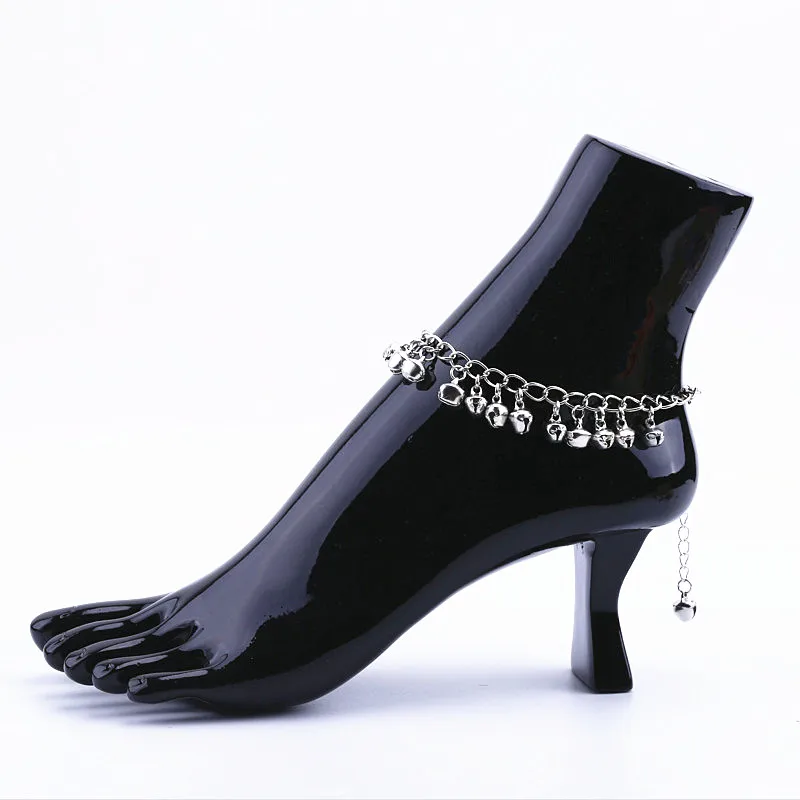 6PCS Free Shipping Wholesale Silver Tone 8mm Bells Metal Anklet Bracelet, Ankle Braceletin