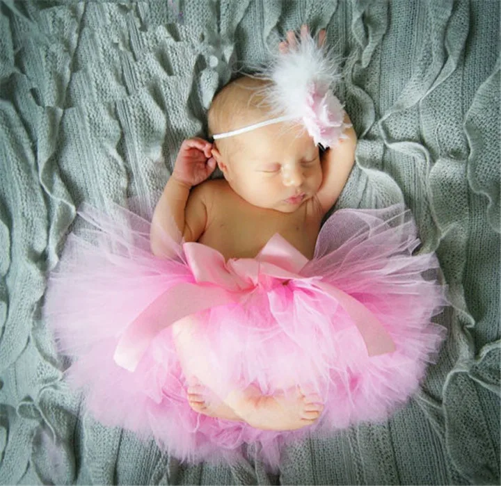 Платье для маленьких девочек юбка-пачка для принцесс юбка для новорожденных, юбка-пачка с цветочный ободок для новорождённого фотография Реквизит Детский костюм, комплект одежды - Цвет: 17