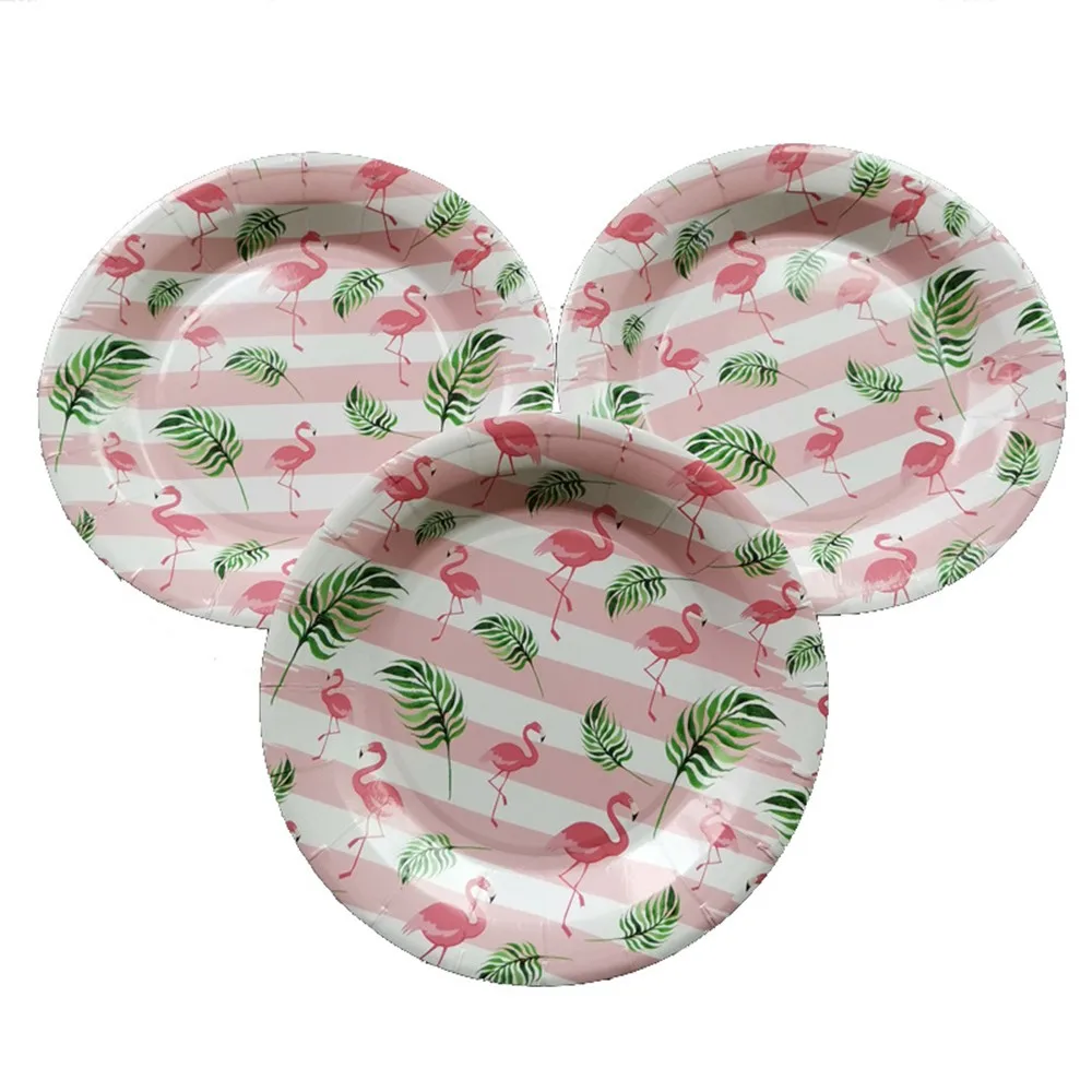 

Hawaiian Party Decoration Flamingo Tropical Palm Leaves Tableware Paper Plates Cups Pineapple Summer Birthday Party Decor