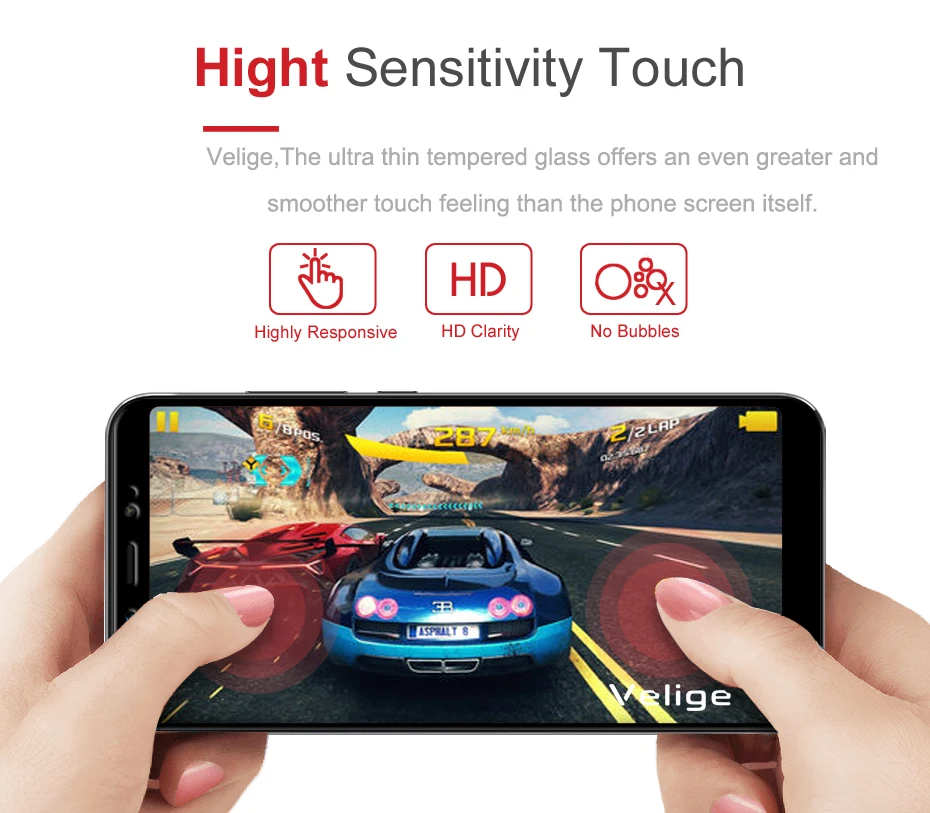 2 Pack Velige Screen Protector For Xiaomi Mi 6X Xiomi Mi6X Tempered Glass 9H Hardness Real 2.5D Protective Glass Film (3)