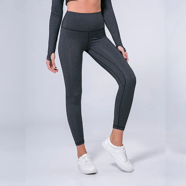High Waisted Running Leggings That Stay Up Solid