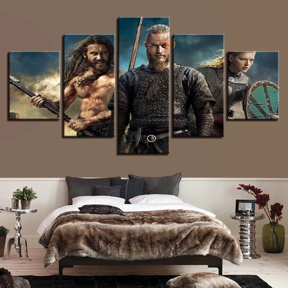 5 Pieces HD Prints Wall Art Pictures Modern Homes Decor Canvas Vikings