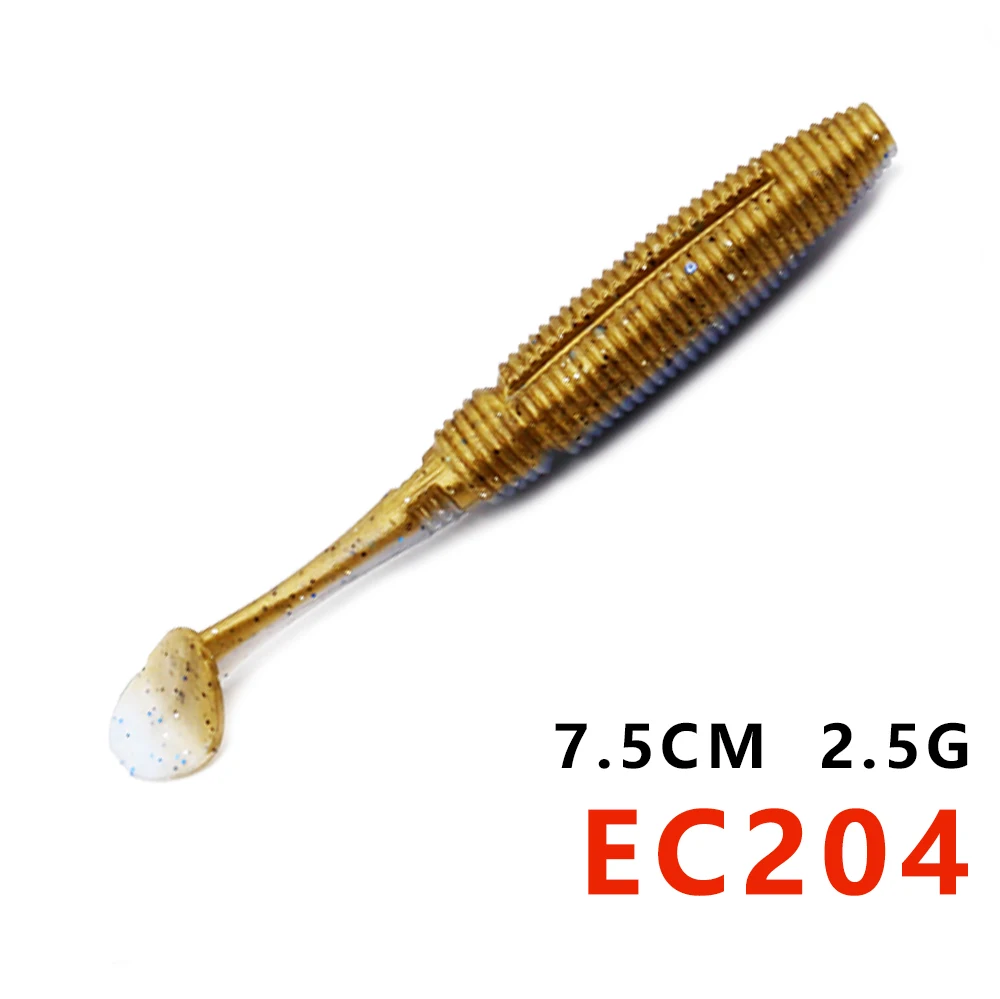 Noeby BW104 7,5 см 8,5 см 10 см пластиковая Т-образная мягкая пластиковая приманка червь для рыбалки - Цвет: 75mm4gEC204
